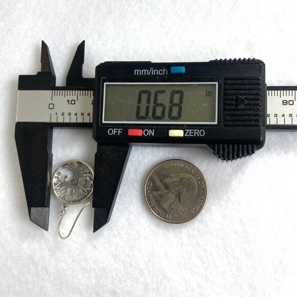 Sterling Silver 925 1.19" Round Openwork Filigree Tree Of Life Dangle Earrings - Picture 14 of 16